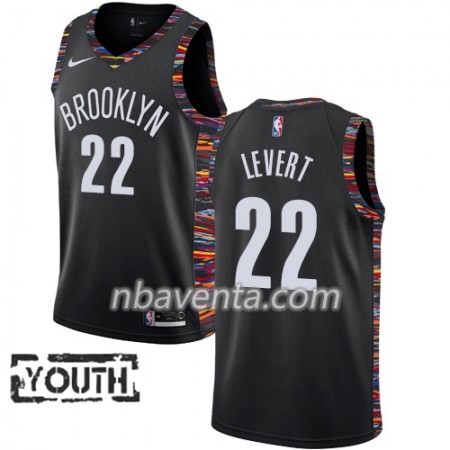 Camiseta Niños Brooklyn Nets Caris LeVert 22 2018-19 Nike City Edition Negro Swingman